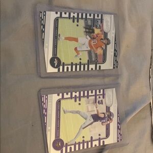 Football Trading Cards with Purple and Orange Accents